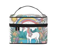 JZQZH Unicorns by the river Portable Cosmetic Bag Personalized Storage Organizer for Travel Camping Hotels and Long Distance Trips
