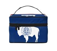 JZQZH Wyoming State Flag Portable Cosmetic Bag Personalized Storage Organizer for Travel Camping Hotels and Long Distance Trips