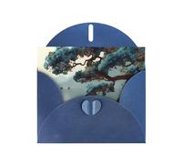 JZSLMJ Blue Trees On The Shore Greeting Card for Blue Heart Shaped Envelope Holidays Birthdays Valentine's Day Weddings