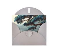 JZSLMJ Blue Trees On The Shore Greeting Card for Gray Heart Shaped Envelope Holidays Birthdays Valentine's Day Weddings