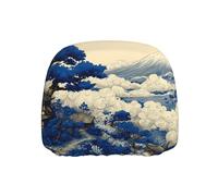 JZSLMJ Car Headrest Cover Elastic Interior Accessory Anti-Scratch Exquisite Blue Forest Print