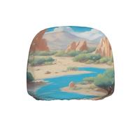 JZSLMJ Car Headrest Cover Elastic Interior Accessory Anti-Scratch Exquisite Oasis in The Desert Print