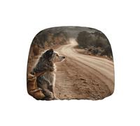 JZSLMJ Car Headrest Cover Elastic Interior Accessory Anti-Scratch Exquisite Puppy Waiting On The Roadside Print