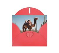 JZSLMJ Desert cute camel Greeting Card for Red Heart Shaped Envelope Holidays Birthdays Valentine's Day Weddings