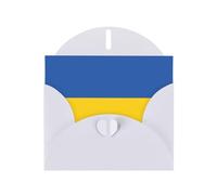 JZSLMJ Flag of Ukraine Greeting Card for White Heart Shaped Envelope Holidays Birthdays Valentine's Day Weddings