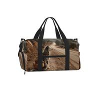 Jzslmj Handheld Crossbody Luggage Bag Exquisite Puppy Waiting On The Roadside Print Light Sturdy Water Repellent For Travel Carry
