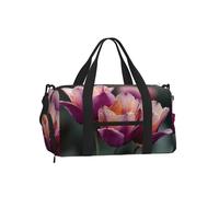 Jzslmj Handheld Crossbody Luggage Bag Exquisite Purple Tulips Print Light Sturdy Water Repellent For Travel Carry