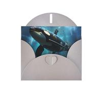 JZSLMJ Huge killer whales Greeting Card for Gray Heart Shaped Envelope Holidays Birthdays Valentine's Day Weddings