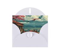 JZSLMJ Kites over the Hills Greeting Card for White Heart Shaped Envelope Holidays Birthdays Valentine's Day Weddings