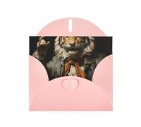 JZSLMJ Mr. Dancing Tiger Greeting Card for Pink Heart Shaped Envelope Holidays Birthdays Valentine's Day Weddings