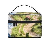 JZSLMJ Portable Cosmetic Bag Large Capacity Multiple Compartments All-Match Block World Print Travel Partner