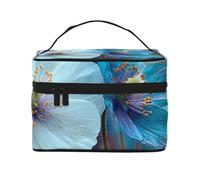 JZSLMJ Portable Cosmetic Bag Large Capacity Multiple Compartments All-Match Blue Serenity Print Travel Partner