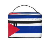 JZSLMJ Portable Cosmetic Bag Large Capacity Multiple Compartments All-Match Cuban flag Print Travel Partner