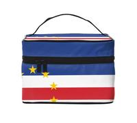 JZSLMJ Portable Cosmetic Bag Large Capacity Multiple Compartments All-Match Flag of Cape Verde Print Travel Partner