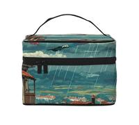 JZSLMJ Portable Cosmetic Bag Large Capacity Multiple Compartments All-Match Kites over the Hills Print Travel Partner