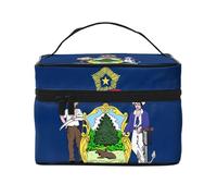 JZSLMJ Portable Cosmetic Bag Large Capacity Multiple Compartments All-Match Maine State Flag Print Travel Partner