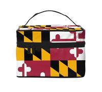 JZSLMJ Portable Cosmetic Bag Large Capacity Multiple Compartments All-Match Maryland State Flag Print Travel Partner