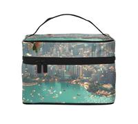 JZSLMJ Portable Cosmetic Bag Large Capacity Multiple Compartments All-Match Seaside City Print Travel Partner
