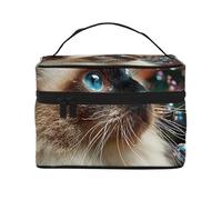 JZSLMJ Portable Cosmetic Bag Large Capacity Multiple Compartments All-Match Serious Ragdoll Cat Print Travel Partner