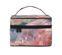 JZSLMJ Portable Cosmetic Bag Large Capacity Multiple Compartments All-Match Snail Under The Aurora Print Travel Partner