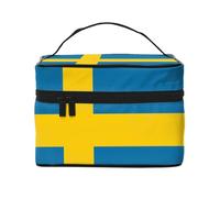 JZSLMJ Portable Cosmetic Bag Large Capacity Multiple Compartments All-Match Swedish flag Print Travel Partner