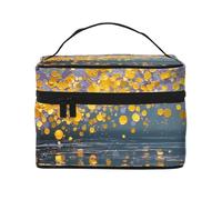 JZSLMJ Portable Cosmetic Bag Large Capacity Multiple Compartments All-Match Water Reflections Print Travel Partner