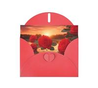 JZSLMJ red roses at sunset Greeting Card for Red Heart Shaped Envelope Holidays Birthdays Valentine's Day Weddings