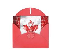 JZSLMJ Retro Canada Flag Greeting Card for Red Heart Shaped Envelope Holidays Birthdays Valentine's Day Weddings