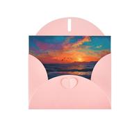 JZSLMJ Seagulls Chasing The Sun Greeting Card for Pink Heart Shaped Envelope Holidays Birthdays Valentine's Day Weddings