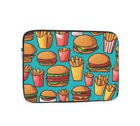 Jzslmj Shockproof Laptop Bag, Full Width Cartoon Burger Fries Print Handbag Suitable For Business And Daily Use, Black, 10 inch