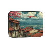 Jzslmj Shockproof Laptop Bag, Full Width Kites Over The Hills Print Handbag Suitable For Business And Daily Use, Black, 10 inch