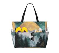 JZSLMJ Silent Range Large Capacity Beach Travel Tote Bag with Zipper Foldable for Summer Outdoor Use