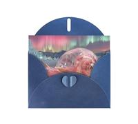 JZSLMJ Snail Under The Aurora Greeting Card for Blue Heart Shaped Envelope Holidays Birthdays Valentine's Day Weddings