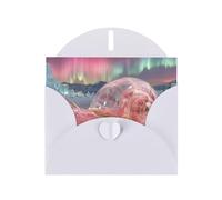 JZSLMJ Snail Under The Aurora Greeting Card for White Heart Shaped Envelope Holidays Birthdays Valentine's Day Weddings