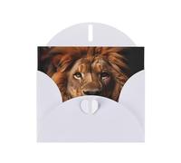 JZSLMJ The Lion's Gaze Greeting Card for White Heart Shaped Envelope Holidays Birthdays Valentine's Day Weddings