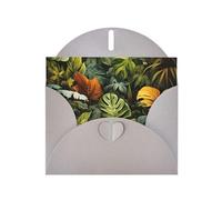 JZSLMJ Tropical Rainforest Palm Leaves Greeting Card for Gray Heart Shaped Envelope Holidays Birthdays Valentine's Day Weddings