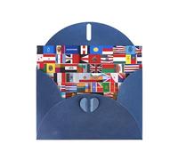 JZSLMJ Various flags Greeting Card for Blue Heart Shaped Envelope Holidays Birthdays Valentine's Day Weddings