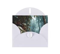 JZSLMJ Winter Bamboo Forest Greeting Card for White Heart Shaped Envelope Holidays Birthdays Valentine's Day Weddings