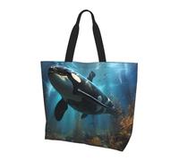 Jzslmj Women'S Large Capacity Shoulder Bag For Daily Use Light And Durable With Beautiful Huge Killer Whales Print