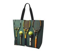 Jzslmj Women'S Large Capacity Shoulder Bag For Daily Use Light And Durable With Beautiful Tennis Balls And Rackets Print