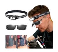 JZsmpmu Tattoo Work Light Kit -Polarized LED Tattoo Light Head-Mounted with Tattoo Vision Glasses-Pack&Touch Up The Tattoo Colour Details for Tattoo Artists & Beginners (Clip-On Glasses)