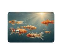 JZSTY 16 * 24 In Anti-Slip Floor Mat with Beautiful Strange Little Fish Print for Entryway, Bathroom, Kitchen Garage