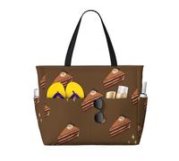 JZSTY Chocolate Squares Cake Large Capacity Beach Bag with Zipper for Spring Summer Outdoor Use Easy to Clean and Durable