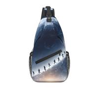 Jzsty Cross Chest Bag For Commuting Durable Leisure Messenger Bag With Unique Starry Voyage Print For Daily Use