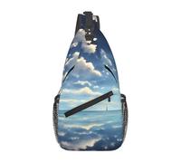Jzsty Cross Chest Bag For Commuting Durable Leisure Messenger Bag With Unique White Clouds Over The Sea Print For Daily Use
