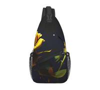 Jzsty Cross Chest Bag For Commuting Durable Leisure Messenger Bag With Unique Yellow Roses Starry Night Print For Daily Use