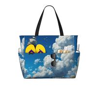 JZSTY Flying Ship Large Capacity Beach Bag with Zipper for Spring Summer Outdoor Use Easy to Clean and Durable