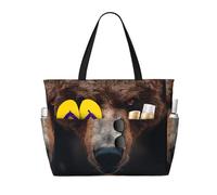 JZSTY Forest Roar Large Capacity Beach Bag with Zipper for Spring Summer Outdoor Use Easy to Clean and Durable