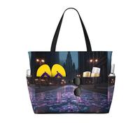 JZSTY Gorgeous streets Large Capacity Beach Bag with Zipper for Spring Summer Outdoor Use Easy to Clean and Durable