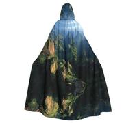 JZSTY Halloween Hooded Cloak for Cosplay and Theme Parties - Comfort Durable Exquisite Long Mountain Ranges Print Design